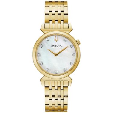 Imagem de Relógio Bulova Feminino Ref:97p149 Slim Dourado Diamante
