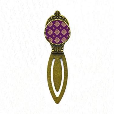 Imagem de Marcador de página com ilustração artística roxa dourada Kingdom Retro Office Label Page Marker