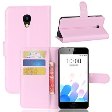 Imagem de Capa carteira MEIZU M5C, capa carteira flip de couro PU premium com compartimento para cartão, suporte e fecho magnético [capa interior à prova de choque de TPU] Compatível com MEIZU M5C