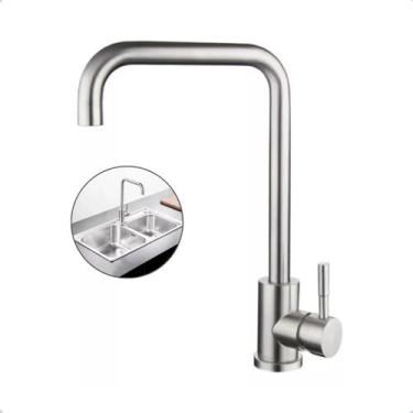Imagem de Torneira Inox Escovado de Cozinha Monocomando Mesa Estilo Deca Docol -