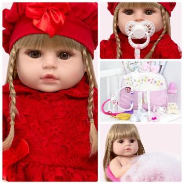 Imagem de Bebe Reborn Menina Loira 100% Silicone Com Bolsa Acessórios - Cegonha 