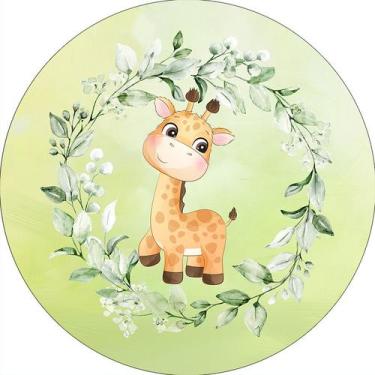 Imagem de Painel De Festa Redondo 1,50x1,50 - Girafa Cute Folhagens 050 - Via Co