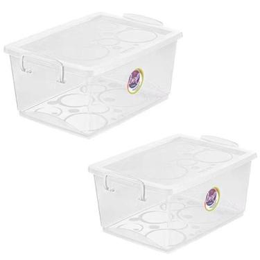 Imagem de Kit 2 Caixas Organizadoras com Travas e Alças Laterais 4L Bel Ordene C