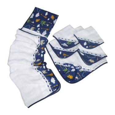 Imagem de Kit Toalha de Banho + 4 Fraldinha de Boca + 1 Manta Fralda - Mãe e Fil