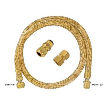 Imagem de Mangueira Flexível Cobre Tombak Gás Fogão Cooktop 2 metros + 2 Adaptad