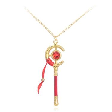 Imagem de SONGCHANGJEWELRY Colar com pingente de varinha dourada para cosplay Frieren – Acessórios para festa de Halloween para mulheres, homens, joias para presente, Zinco, Sem Pedra Preciosa