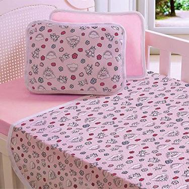 Imagem de JOGO LENÇOL BERÇO BEBÊ ESTAMPADO BABYCORNIO ROSA SULBRASIL 3 PEÇAS