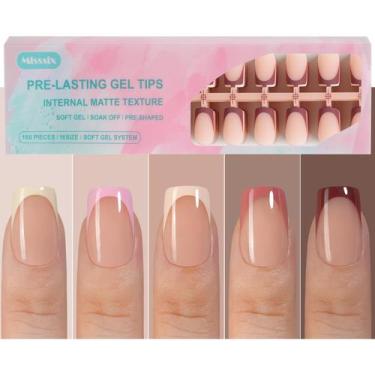 Imagem de Unhas Postiças em Gel Misssix - 160 Unidades - Formato Francês Quadrad