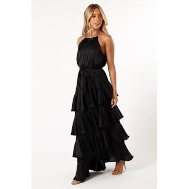 Imagem de Petal & Pup Vestido longo feminino Annalise em camadas, Preto, 50