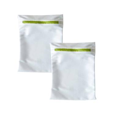 Imagem de 2 Saco Para Lavar Roupas Delicadas G 55x38 cm Calcinhas Cuecas Roupas de Bebê Malha Delicada