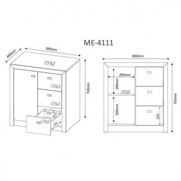 Imagem de Balcão para Escritório 1 Porta e 3 Gavetas Me4111 Tecno Mobili Nogal