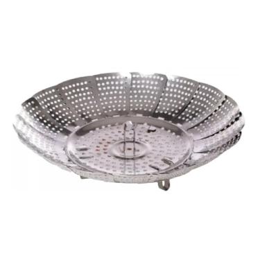 Imagem de Cesto De Cozimento a Vapor Legumes Inox Panela Vaporeira Verduras Cozinha Dieta Alimentação Saudavel(1 Unidade)