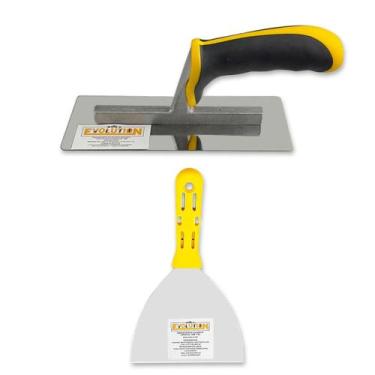 Imagem de Desempenadeira Rígida de Aço Inox 20x8cm Com Espátula Flexível Evoluti