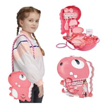 Imagem de Maleta Dinossauro Rosa com 18 Peças, Kit de Beleza Infantil, Brinquedo Educativo para Crianças a partir de 4 Anos