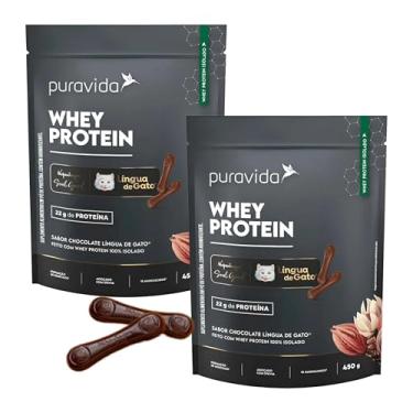 Imagem de Whey Protein Isolado Chocolate Língua de Gato 450g- Kit 2x