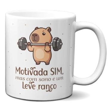 Imagem de Caneca Capivara Fofa Malhando Motivada com Leve Sono (Branca)