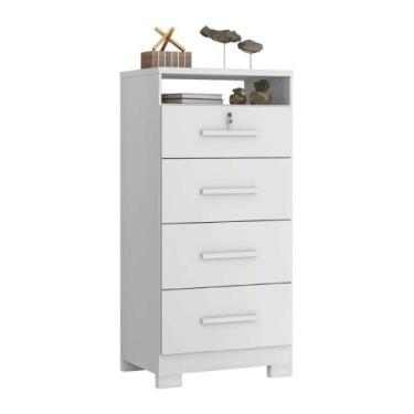 Imagem de Cômoda com Chave 4 Gavetas Primordial Max Zanzini - PB ZANZINI, Branco