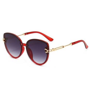 Imagem de Óculos de sol estilo gatinho, armação de metal, preto, azul, vermelho, UV400, vermelho, 145 mm, óculos de sol para áreas externas, feminino, gradiente