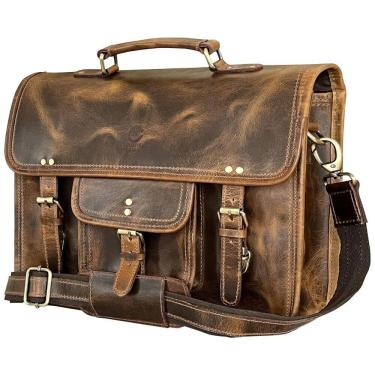 Imagem de RUSTIC TOWN SHS151104ADN Bolsa, Pasta de Couro Masculina para Laptop, Marrom