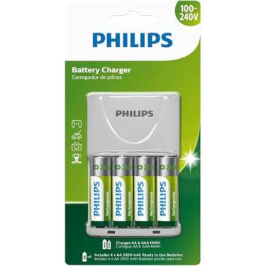 Imagem de Carregador de pilhas phlips aa/aaa com 4 pilhas aa 2450mah - scb2445nb