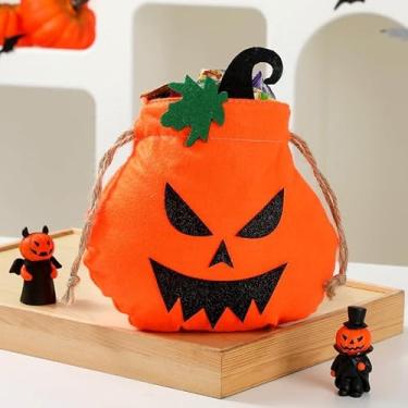 Imagem de Saco de embrulho de presente portátil de tecido não tecido de abóbora, não tecido, com cordão, 23 x 24 x 1 cm (tipo C)