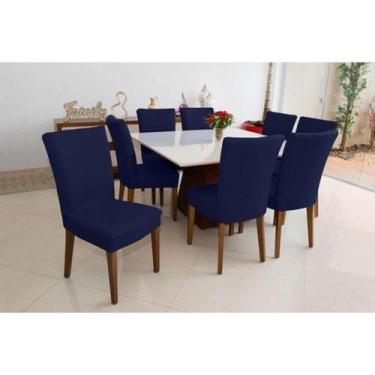 Imagem de Capa Para Cadeira Lisa Kit 8 Lugares Malha - Azul Marinho - Confecções