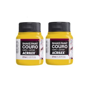 Imagem de Kit com 2 Tintas Para Couro Shake Paint Acrilex 505 Amarelo Ouro 37ml – Alta Aderência, Acabamento Premium para Tenis, Bolsas, Jaquetas e Customização Profissional