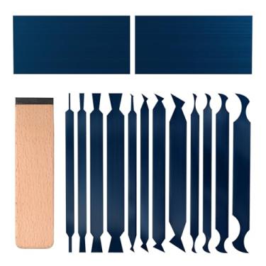 Imagem de Conjunto de raspadores de armário de 12 peças com queimador, 2 raspadores de madeira retangulares, raspadores de cartão em vários formatos para marcenaria, kit de raspadores de madeira de precisão