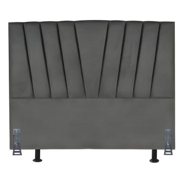 Imagem de Cabeceira Cama Box Casal 140 Cm Ludmilla Em Suede Com Frame Cor:cinza Escuro