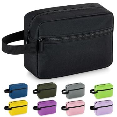 Imagem de Elviros Bolsa de Higiene Pessoal de Viagem para Homens e Mulheres, Kit Dopp Pendurado para Bolsa de Barbear e Presente de Acessórios Cosméticos para Homens ou Mulheres, Preto, Small, Oxford sólido