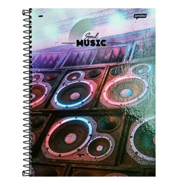 Imagem de Caderno Espiral Universitário A4 10 Matérias 160 Folhas Soul Music Jandaia Estampa 3