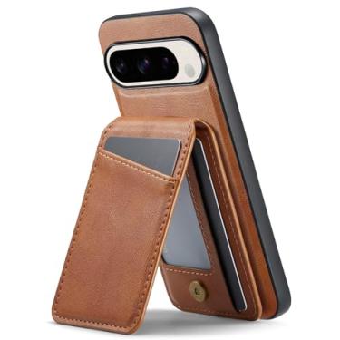 Imagem de Generisch Capa de couro para Google Pixel 9 Pro XL / 9 Pro / 9, capa com suporte para cartão de sucção magnético, compatível com carregamento sem fio, capa de telefone removível (laranja, 9 Pro)