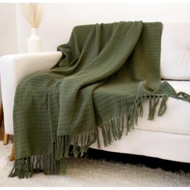 Imagem de Manta Xale Para Sofa Poltrona 2,0x1,2m Artesanal Favo de Mel manta gigante para sofá sofa grande(Verde Musgo)