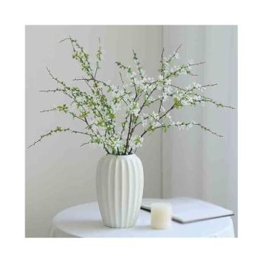 Imagem de CFGH6FDF Festa com vaso de cerâmica, ramo de salgueiro de neve, simulação de flores, flores falsas, casa, sala de estar, ornamentos de jardim