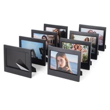 Imagem de HIYQIN Pacote com 8 molduras de mesa para fotos Instax Wide Film – Moldura pequena para câmera instantânea Instax Wide EVO/400/300/210, 10 x 8 cm, preta