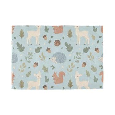Imagem de Burbuja Jogo americano de animais da floresta, conjunto de 4 tapetes de mesa laváveis antiderrapantes, resistentes ao calor, para cozinha, mesa de jantar, ambientes internos e externos