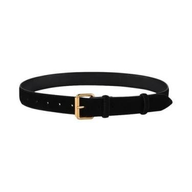 Imagem de Cinto Feminino De Couro Camurça Estilo Vintage Com Fivela Dourada 3,3c