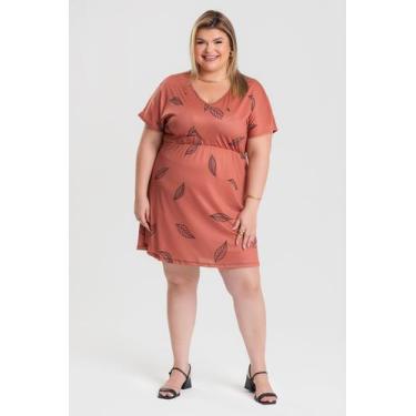 Imagem de Vestido Plus Size Sublimado Malha Fria c/ Elástico Citura - Serena, Ma