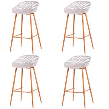 Imagem de Kit 4 Banquetas Mônaco Clarice Média Fratini 86 Cm (altura) Em Poliuretano (pu) Nude Base Em Aço