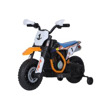 Imagem de Moto Elétrica Infantil Unitoys com Bateria Recarregável e Rodinhas Laranja 51CM