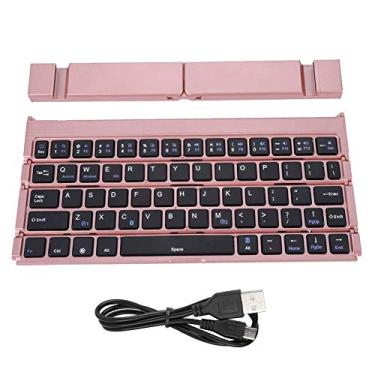 Imagem de Teclado dobrável universal sem fio Bluetooth teclado portátil Bluetooth emparelhamento teclado para laptop tablet telefone (ouro rosa)