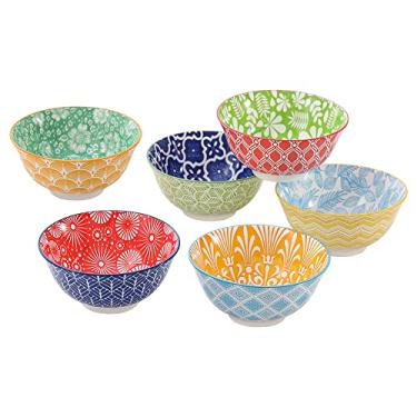 Imagem de Tigelas de sopa de porcelana para cereais - conjunto de tigelas de cerâmica para cozinha 652 g - Tigelas coloridas de 15 cm de profundidade para servir café da manhã | Aveia | Aveia | Ramen | Pho |