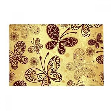 Imagem de DIYthinker Tapete antiderrapante para porta de banheiro com borboleta amarela papel de parede