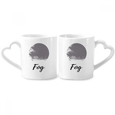 Imagem de Mark Abstract Plants Art Pattern Conjunto de canecas de porcelana para casais, copo de cerâmica para amantes, alça de coração