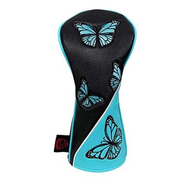 Imagem de simhoa Capacete de madeira para golfe, capa de proteção em couro PU à prova de arranhões, forro de pelúcia resistente ao desgaste, capa de taco para, motorista preto