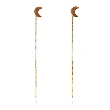 Imagem de Brinco De Fio Com Lua Folheado Em Ouro 18k [F027]