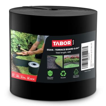 Imagem de Tábua de jardim TABOR TOOLS ES21 12 m, 13 cm de altura, 1 mm de espessura, rolo de limitação de paisagem, barreira de grama, placa dobradora, forro de jardim (preta)