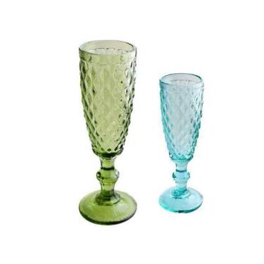 Imagem de Jg taça de vidro colorido c/ pe 20x6cm 150ml com 6 pçs - Monaliza