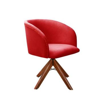 Imagem de Poltrona Decorativa Atenas Cadeira Giratória Pé Madeira - Bella Decor,