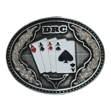 Imagem de Fivela Cowboy Para Cinto Country Drc Baralho Poker Cartas, Cinza